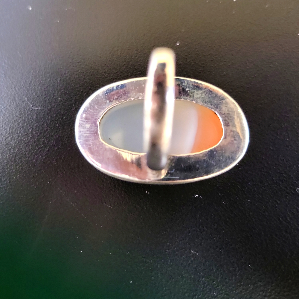BOTSWANA AGATE ORANGE AND WHITE RING - Picture 3 of 3